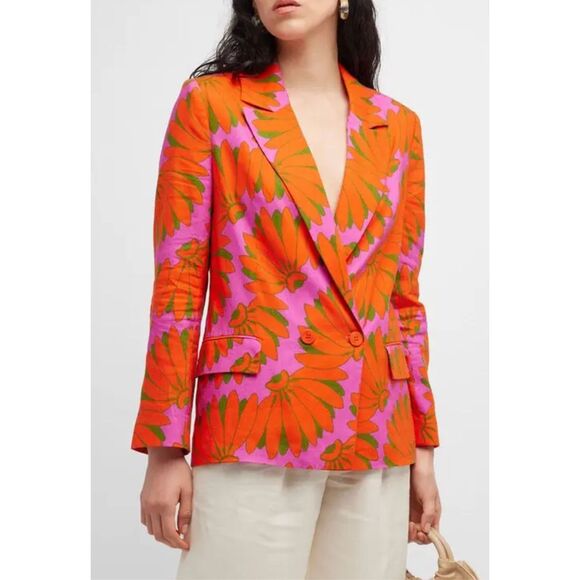 NWOT FARM RIO Copacabana Notched-Lapel Linen-Blend Blazer, XL $268 G45 - Picture 4 of 12